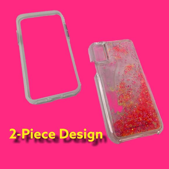 iPhone X , iPhone XS Case Clear Glowing Pink Glitter Waterfall by Case-Mate NEW! - Picture 12 of 12